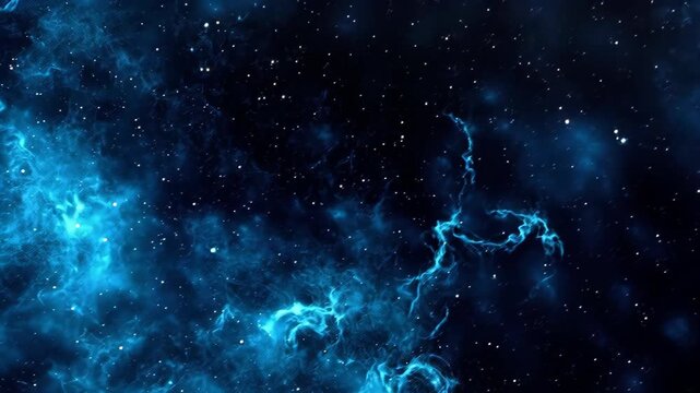 Nebula's Embrace: An abstract cosmic expanse of vibrant blues and ethereal luminescence, portraying the vastness and mystery of the universe. 