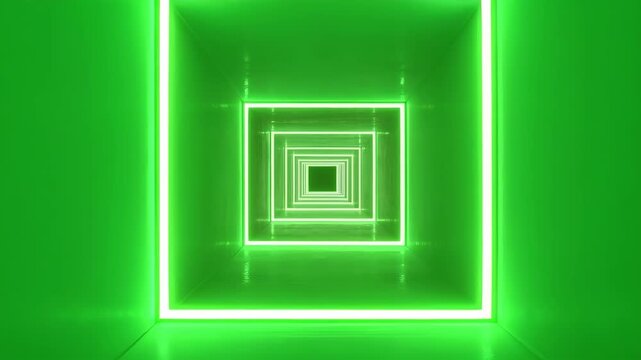 Emerald Luminescence: An abstract tunnel of vivid emerald light draws the eye inward, creating a mesmerizing journey through geometric planes and evoking a sense of depth and modernism.