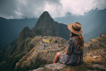 Woman Enjoying Machu Picchu View