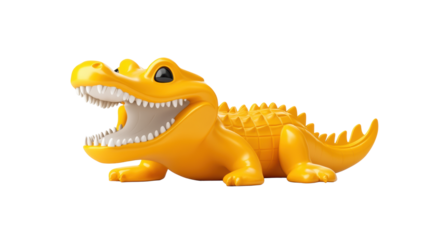 Cartoon Crocodile Roaring with Open Mouth on Transparent Background