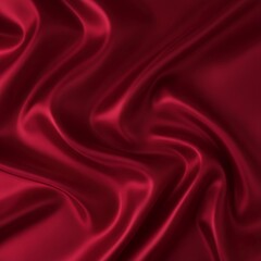 Obraz premium Elegant Dark Red Silk Satin Fabric Texture Background with Wavy Folds - Abstract Luxury Cloth Design - Generative AI