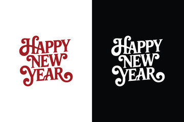 Retro happy new year typography vector design