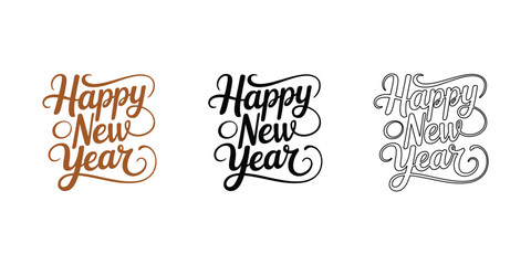 Happy new year elegant calligraphy lettering designs