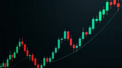 A dynamic stock market chart depicting an upward trend, illustrating financial growth with vibrant candlestick patterns. - Powered by Adobe