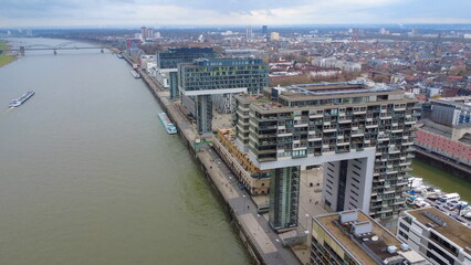 Cologne Crane Houses (Kranhäuser) Aerial Drone 4K