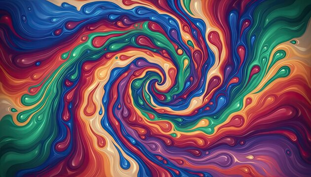 Vibrant Swirling Colors Forming a Psychedelic Spiral with Drops and Speckles in a High Contrast Display - Powered by Adobe