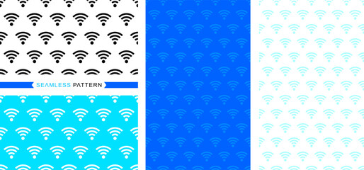 Wireless technology patterns, seamless patterns, seamless backgrounds, Wi-Fi vector illustration, and colors easily changed.