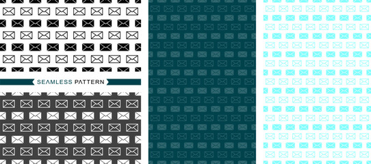 Mail icon patterns, seamless patterns, seamless backgrounds, send icon vector illustrations, and easily changeable colors.