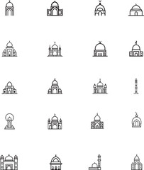 Fototapeta premium Islamic mosque architecture icon set