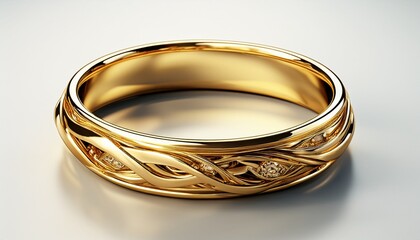 gold ring isolated on white background 3d rendering with shiny reflective surface elegant jewelry design perfect for luxury fashion and product showcase visuals