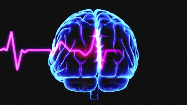 Medical Animation of Brain Activity with Pulsating ECG Waveform and Neural Rotation