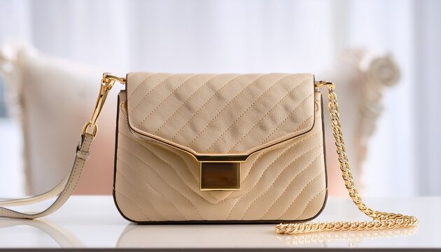 elegant cream quilted handbag with gold chain strap and handle perfect for fashion and style enthusiasts enhance any outfit with sophistication