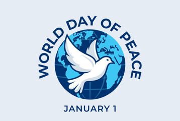 Obraz premium World Day of Peace globe with flying white dove 
