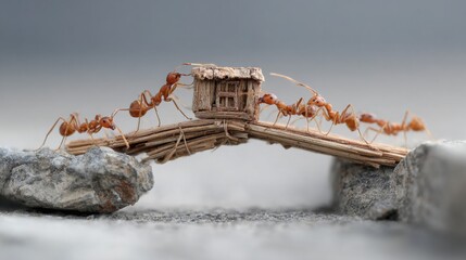 "Ants Building a Bridge: Teamwork in Action"