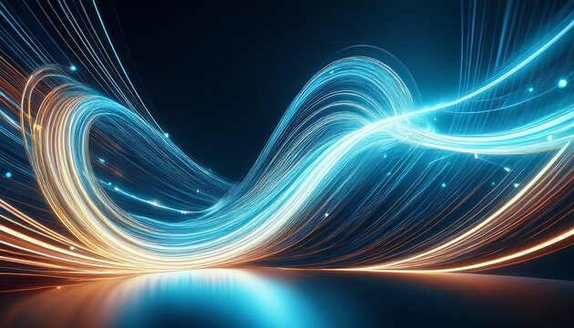 dynamic light shapes on dark background high speed optical fiber concept with abstract 3d light streaks futuristic and technology inspired visual design