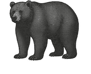 Halftone Bear Illustration in Black and White