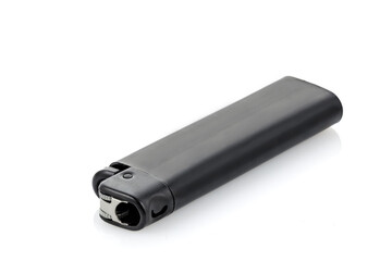 Gas lighter black color isolated on white background. Close-up