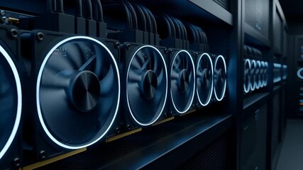 Mining rig cryptocurrency farm gpu server hardware technology blockchain network data center computing - Powered by Adobe