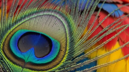 Obraz premium Vibrant Feather A Close-Up of Exotic Bird Plumage