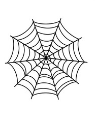 Fototapeta premium Simple black and white spider web, symmetrical design on white