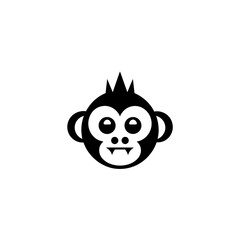 Illustration of a cartoon monkey face on transparent background silhouette