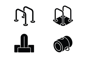 Outdoor fitness equipment icons for park workouts