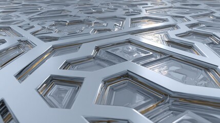 "Futuristic Geometry: 3D Chrome Pattern"