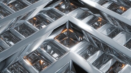 "Futuristic Geometry: 3D Chrome Pattern"