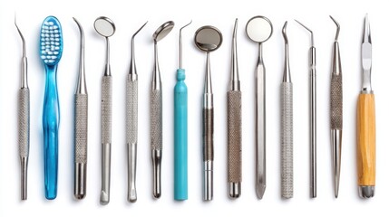 Essential Dental Tools on White Background