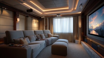 Cozy Home Cinema in a Bright Day Room