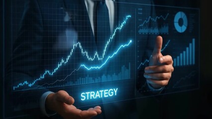 Business strategy with financial charts and graphs showcasing growth and success through data analysis and technology, highlighting positive trends and strategic business growth visualization - Powered by Adobe
