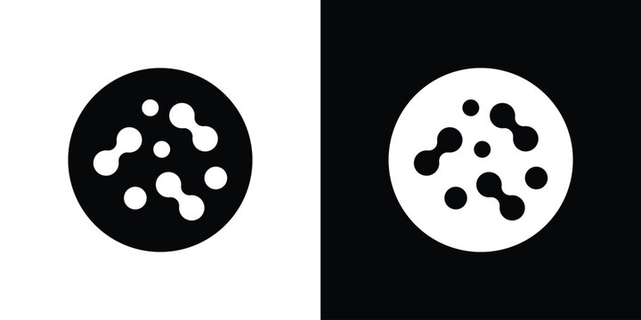Microorganism icon set. flat icon collection. flat line silhouette set.