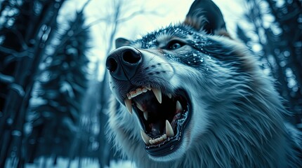 The predator moves silently through a frost-covered forest. Serene wilderness, subtle magic, and calm vigilance.