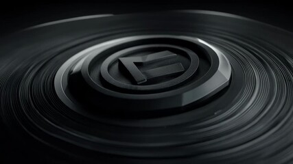 Footage of a branded vinyl record with precise logo etching emphasizing sleek corporate graphics engraved on the classic black grooves.