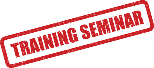 A textured rubber stamp imprint confirming a training seminar, featuring a rectangular shape for event announcements and educational session planning
