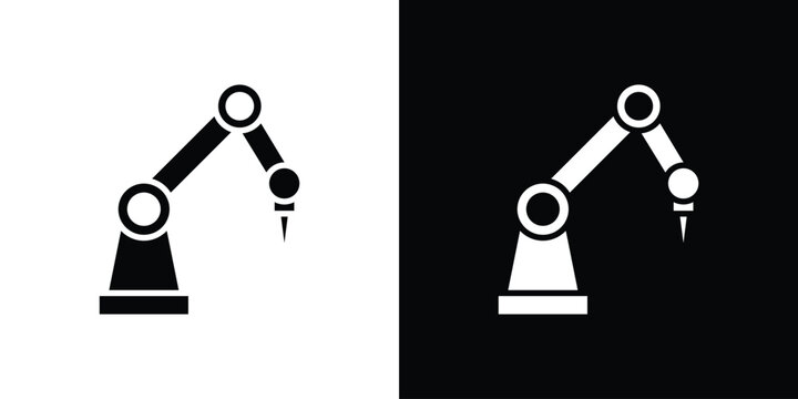 Robot arm icon set. flat icon collection. flat line silhouette set.