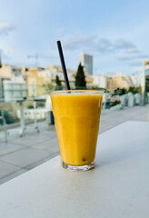 glass of fresh fruit smoothie