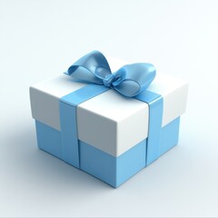 Obraz premium Premium stationery with decorative bow, Sophisticated blue and white wrapping with shadow effect, Highquality gift box featuring neat bow and refined edges for special occasions