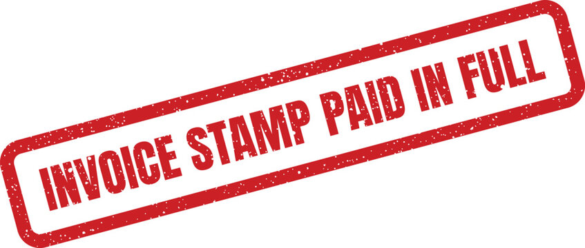Distressed grunge rubber stamp illustration displaying a confirmed INVOICE STAMP PAID IN FULL message for financial documentation