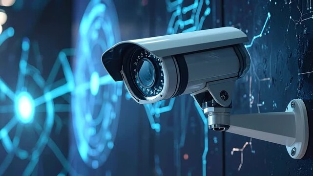Surveillance camera system monitoring digital network security and privacy with advanced technology