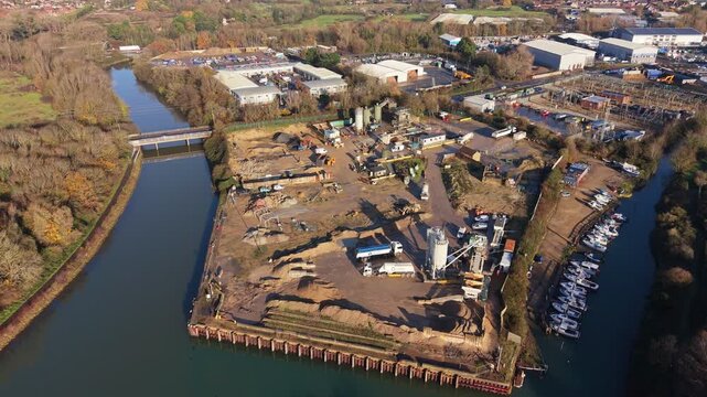 Heavy Industry From the Sky ,Drone Over a Tarmac Production Facility