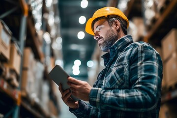 Warehouse worker and AI tools for logistics and inventory