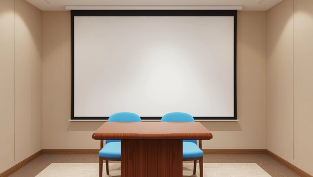 Conference table and chairs in modern boardroom