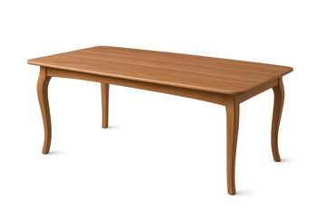 Wooden dining table with cabriole legs, a classic furniture piece for elegant home interiors on transparent background