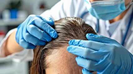 Doctor Examining Patient's Scalp A Medical Consultation for Hair and Scalp Conditions