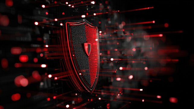 Medium shot featuring a digital firewall interface actively blocking malicious network traffic to safeguard sensitive information from cyber attacks.