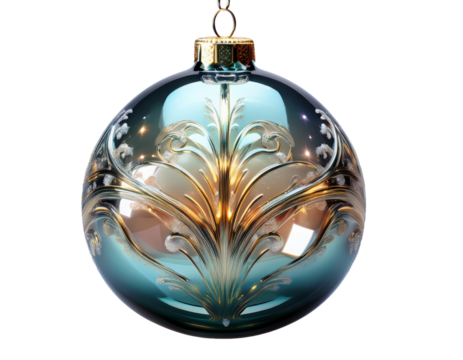 Glass Christmas ornament with metallic shine PNG, white background