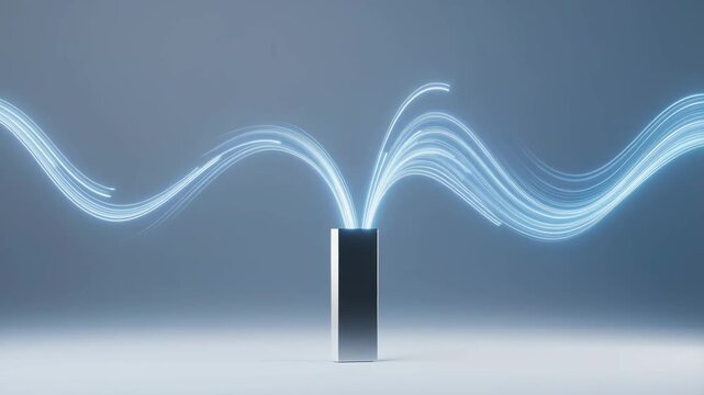 Abstract electromagnetic field lines animation showing magnetic force flow from central bar magnet in a minimalist scientific environment