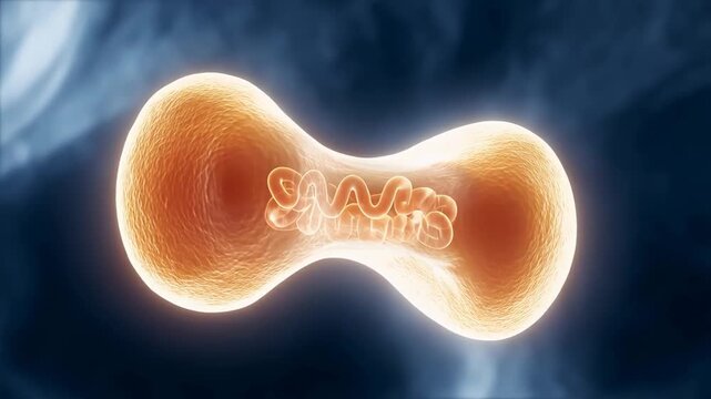 Mitosis cell division animation showing cytokinesis and chromosome separation in organic human cell
