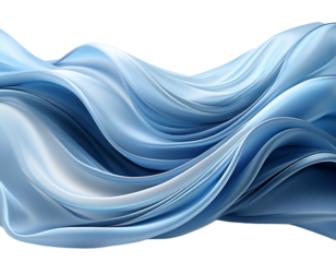 Winter smooth satin fabric wave banner, white background.